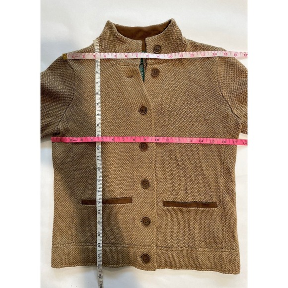 Ralph Lauren Brown Knit Button Jacket Cardigan Mock Neck Preppy Equestrian Small - Picture 10 of 10
